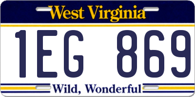 WV license plate 1EG869