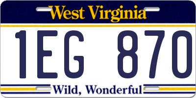 WV license plate 1EG870
