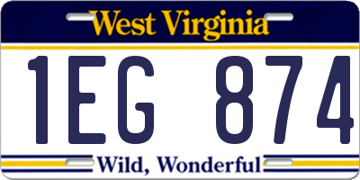 WV license plate 1EG874