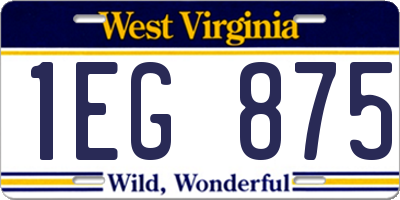 WV license plate 1EG875