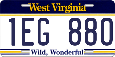 WV license plate 1EG880