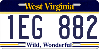 WV license plate 1EG882
