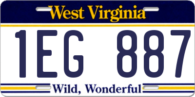 WV license plate 1EG887