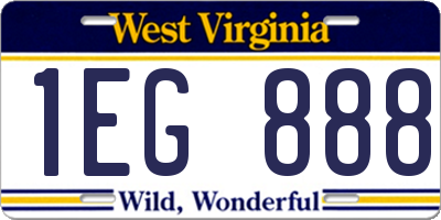 WV license plate 1EG888