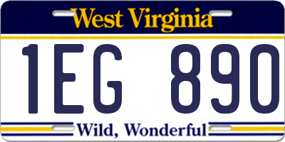 WV license plate 1EG890
