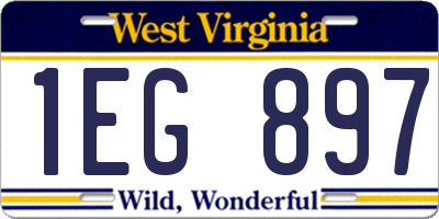 WV license plate 1EG897
