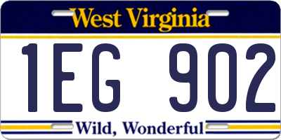 WV license plate 1EG902