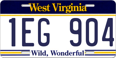 WV license plate 1EG904