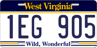 WV license plate 1EG905
