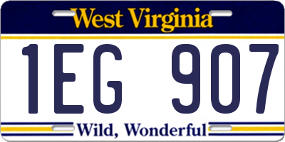 WV license plate 1EG907