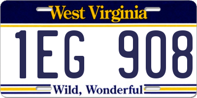 WV license plate 1EG908