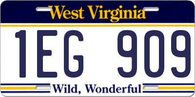 WV license plate 1EG909
