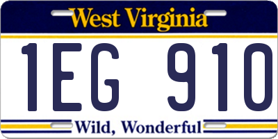 WV license plate 1EG910