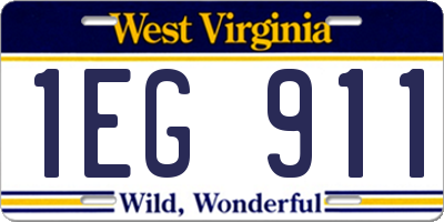WV license plate 1EG911