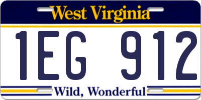WV license plate 1EG912