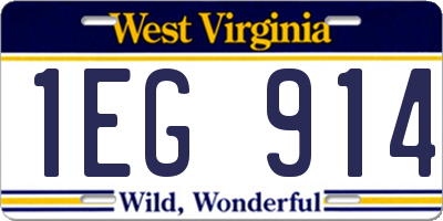 WV license plate 1EG914