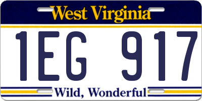 WV license plate 1EG917