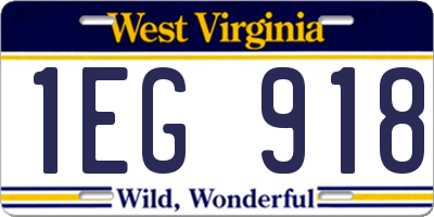 WV license plate 1EG918