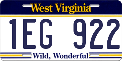 WV license plate 1EG922