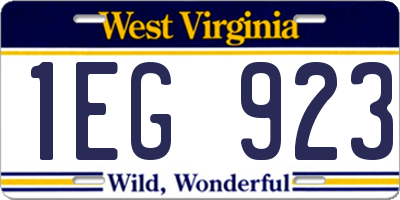 WV license plate 1EG923