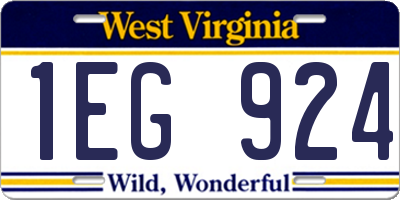 WV license plate 1EG924