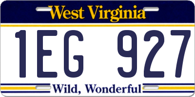 WV license plate 1EG927