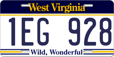 WV license plate 1EG928