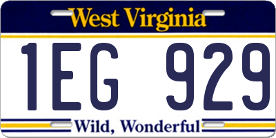 WV license plate 1EG929