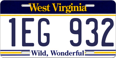 WV license plate 1EG932