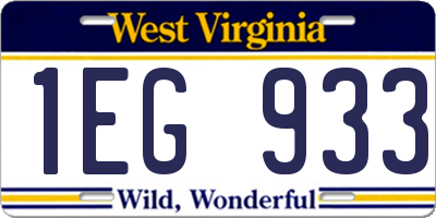 WV license plate 1EG933