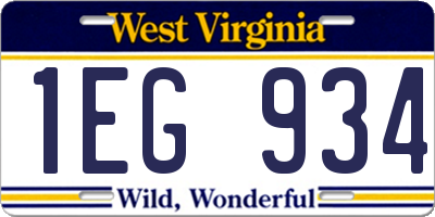 WV license plate 1EG934