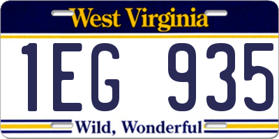 WV license plate 1EG935