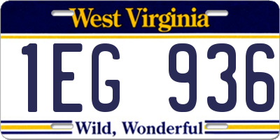 WV license plate 1EG936