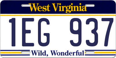 WV license plate 1EG937