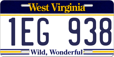WV license plate 1EG938