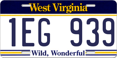 WV license plate 1EG939