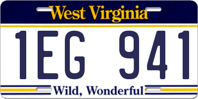 WV license plate 1EG941