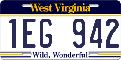 WV license plate 1EG942