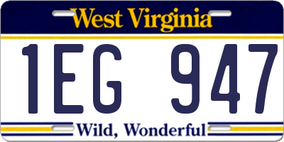 WV license plate 1EG947