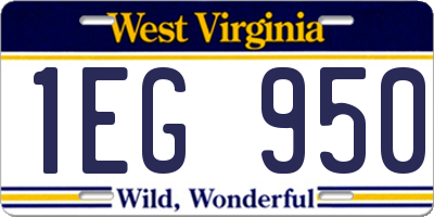 WV license plate 1EG950