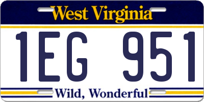 WV license plate 1EG951