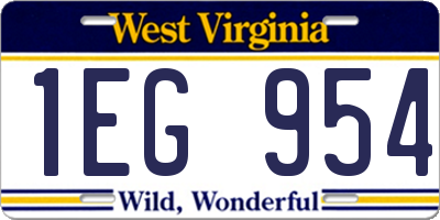 WV license plate 1EG954