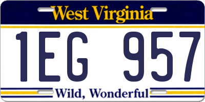 WV license plate 1EG957