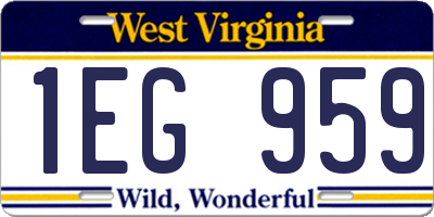 WV license plate 1EG959