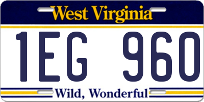 WV license plate 1EG960