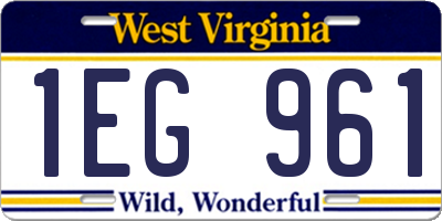 WV license plate 1EG961