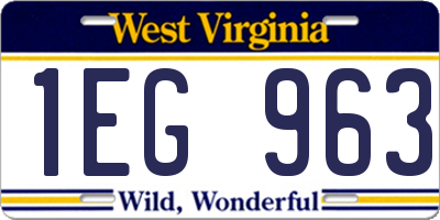 WV license plate 1EG963