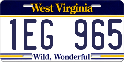 WV license plate 1EG965