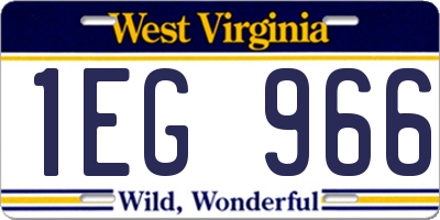 WV license plate 1EG966