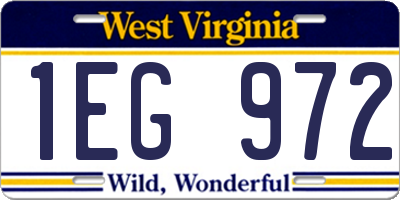 WV license plate 1EG972